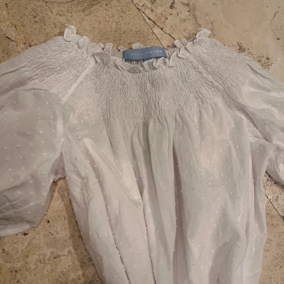 NWOT Hill House The Caroline Nap Dress White Swiss Dot Puff Short Sleeve Midi - Picture 8 of 11